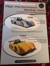 Westfield XTR2 & XTR4 Single Sheet Sales Brochure,Westfield Racing Car leaflet