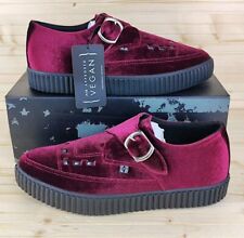 T.U.K. Unisex Vegan Creepers Burgundy Velvet Mondo Creeper A9598 UK Size 5