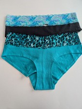Ex catalogue Knickers Size 8, Pack Of 2, Lace Top, Aqua And Black 