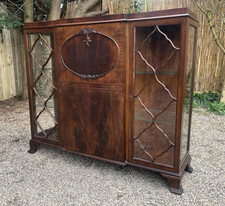 Antique Display Cocktail Cabinet Carved Mahogany Art Deco Nouveau Bookcase