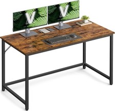 VASAGLE Computer Desk Office Writing Steel Brown Narrow Office Sturdy