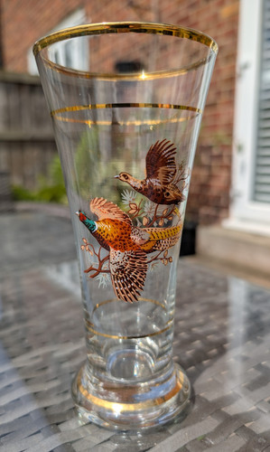 Vintage pheasant glass 1950s - vintage,
