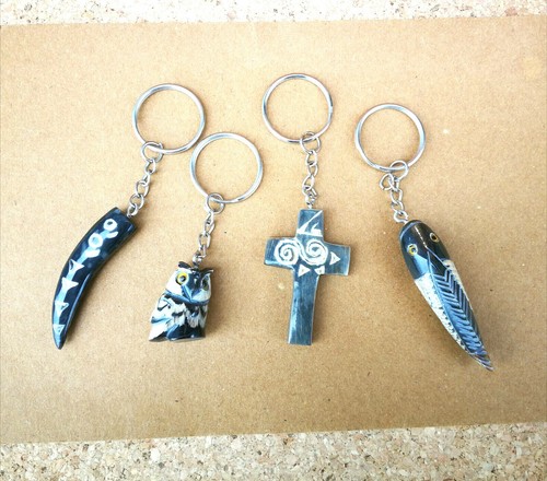 Keyrings hand carved - keyrings,