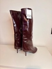 ZARA HIGH HEELED BOOTS IN BURGUNDY UK SIZE 5 EUR 38 ? AUTUMN CHIC WEAR BNWT