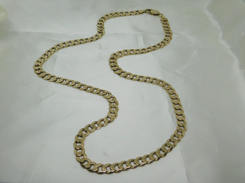 9ct gold faceted - curb, link