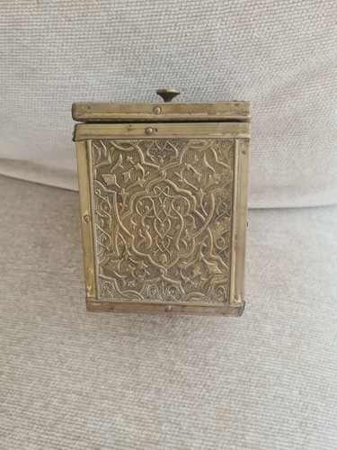 Brass ornate antique tea caddy - tea,
