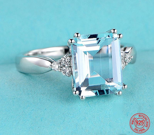Natural aquamarine ring 925 - natural,