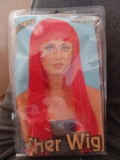 Red Cher Vamp Diva Long Fringed  Fancydress Costume Cosplay Wig Hairpiece