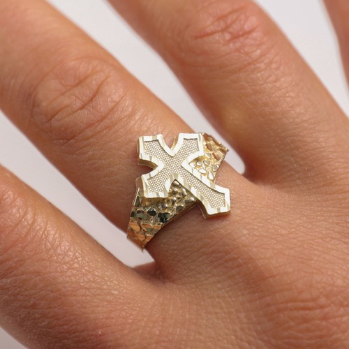 Ring 10k gold cross nugget - 10k,