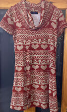 G Heaven London Hearts And Bow Print Kitsch Tunic Jumper Dress Knit Size 8 -10