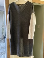 Jaeger Wool/cashmere Grey/pale grey .Cowl Neck Dress Sz M New Without Tags