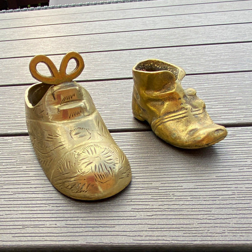 Pair brass shoe boot - shoe/boot, shaped