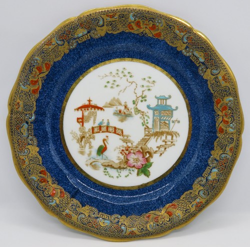 Blue and gold glaze rim