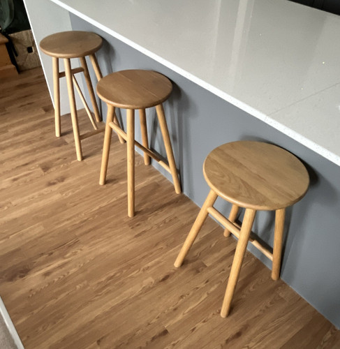 Set wooden bar stools - 3,