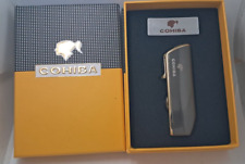 New Grey Triple Jet Flame Torch Cigar Lighter With Punch Windproof Gift Box