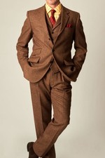 CORDINGS of PICCADILLY BROWN HUNTING TWEED 3 piece suit Uk 42R/waist 36/L29 New 