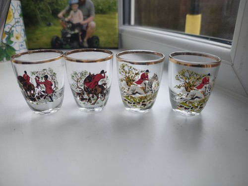 Vintage shot glasses fox - glasses, hunt