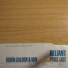 RELIANT Motor Company ROBIN Saloon Van & Optional Equipment UK PRICE LIST 1975