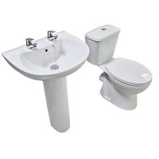 Modern Bathroom Suite with Gillian Rimless Toilet and Sara 2 Tap Hole Basin