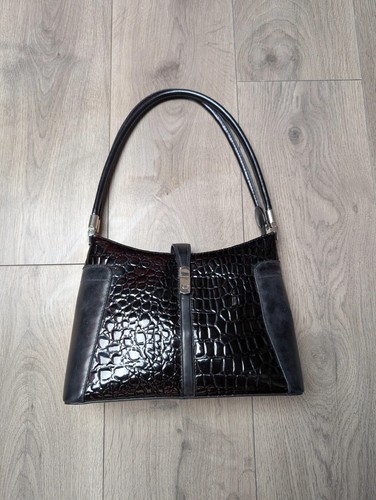 Black croc patent shoulder - croc,