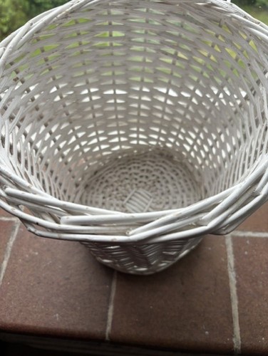 White wicker basket bin - white,