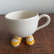 Vintage Carlton Ware Walking ware cup yellow shoes black striped  socks