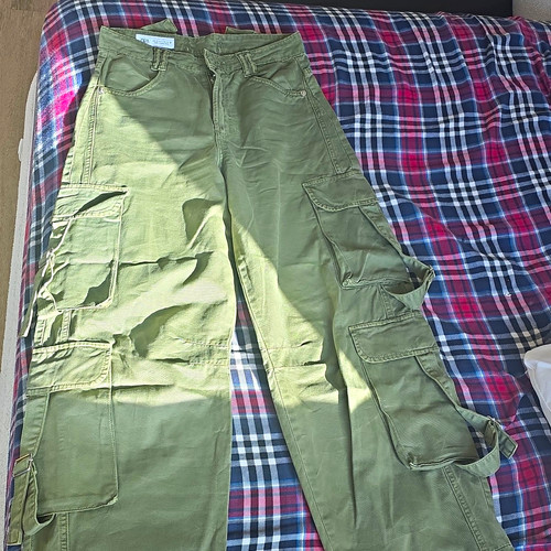 Zara green cargo pants - zara, xs