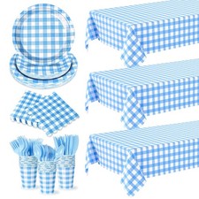 178PCS White Blue Gingham