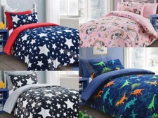 Dinosaur Kids Teddy Bedding Set Ultra Soft & Warm Snuggly Duvet & Quilt Cover