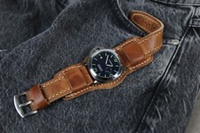 Brown Leather cuff watch strap