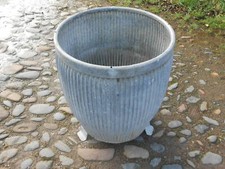  VINTAGE RUSTIC GALVANISED DOLLY TUB  / GARDEN PLANTER / LOG BIN