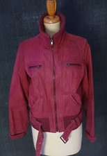 Red Herring Wine Burgundy Red Leather Jacket Size 14 VGC 