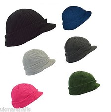 Hat Peaked Beanie Warm Knitted