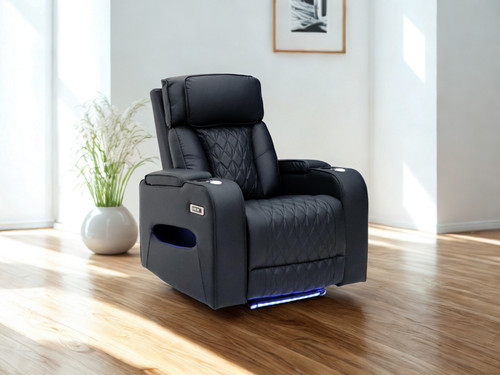 Black leather power recliner - leather,