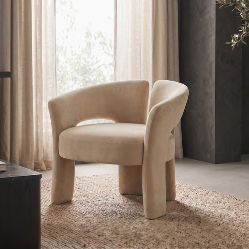 Beige velvet modern curved - velvet,