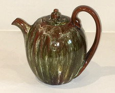 Linthorpe pottery teapot with lid good condition brown/green glaze