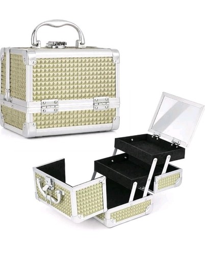 Gold makeup box vanity - gold,