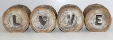 Next 'LOVE' log shaped tealight holders 9cm high x 9cm wide x 6cm deep new