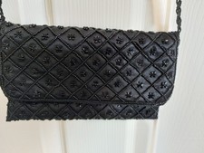Black Small Full Beaded clutch Bag, Prom, Cocktail Party Evening
