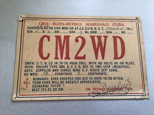 Qsl radio card marianao 1932 - radio,