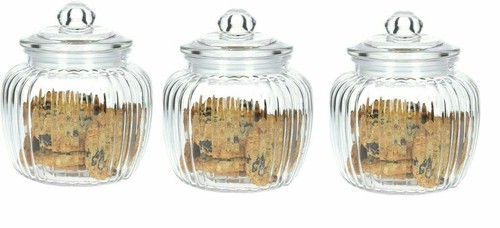3pc 600ml glass airtight candy - 3pc,