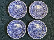 SPODE CLASSIC BLUE ROOM DINNER PLATES SET X 4 MILKMAID NEW UNUSED MADE ENGLAND