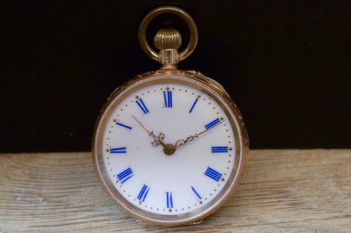 14k solid gold pocket watch - gold,