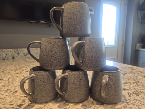 Grey speckled mugs - speckled, used