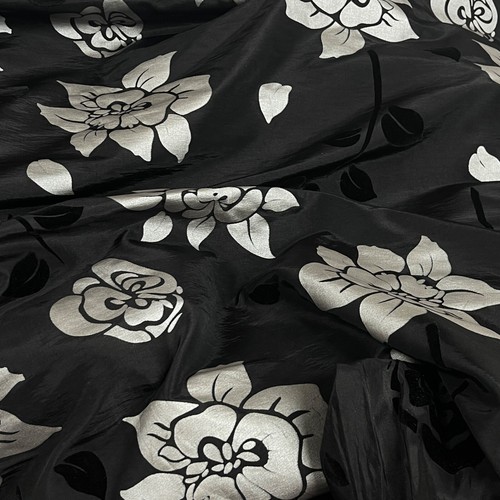 Taffeta fabric black - fabric, roses