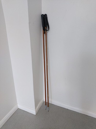 Vintage antique bamboo ski - vintage,