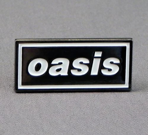 Oasis pin badge black and - badge.,