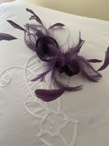 Purple straw fascinator - straw,