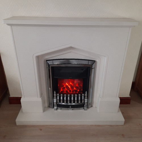 White fireplace surround with - fireplace,