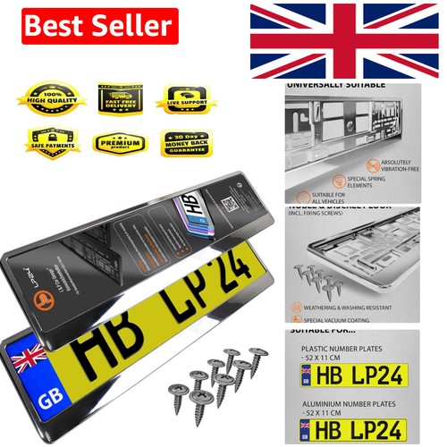Chrome car number plate - 2x,